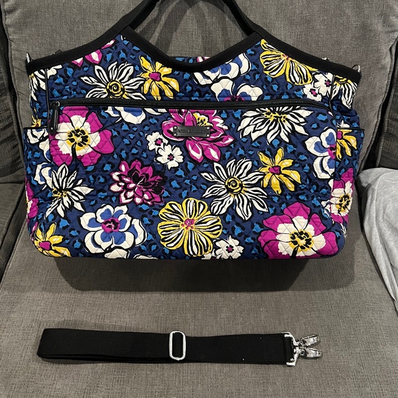 Vera Bradley Large Grand Traveler Bag Cotton Signature African Violet Floral - Picture 1 of 7